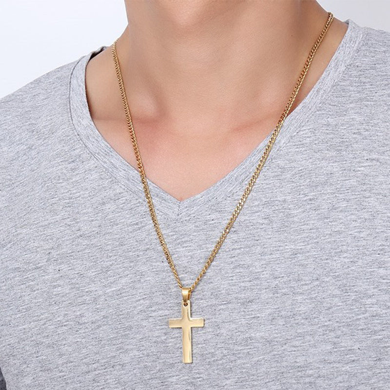 Cross Necklace Mens Pendant Stainless Steel Jewelry