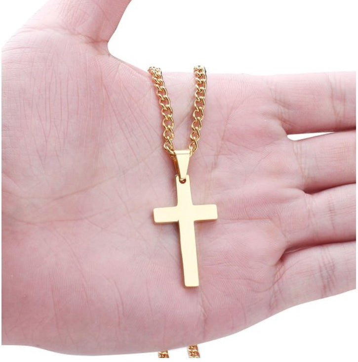 Cross Necklace Mens Pendant Stainless Steel Jewelry