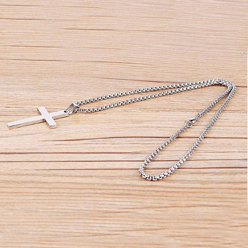 Cross Necklace Mens Pendant Stainless Steel Jewelry