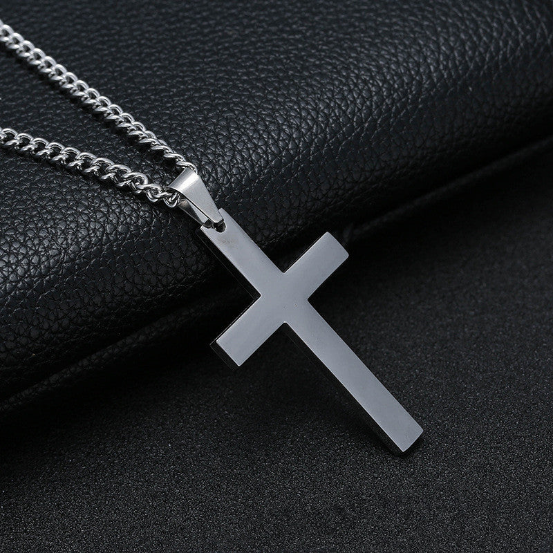 Cross Necklace Mens Pendant Stainless Steel Jewelry