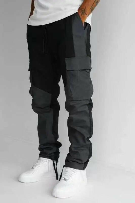 Loose Fit Pants Large Pocket Stitching Trousers Men's Loose Feet.