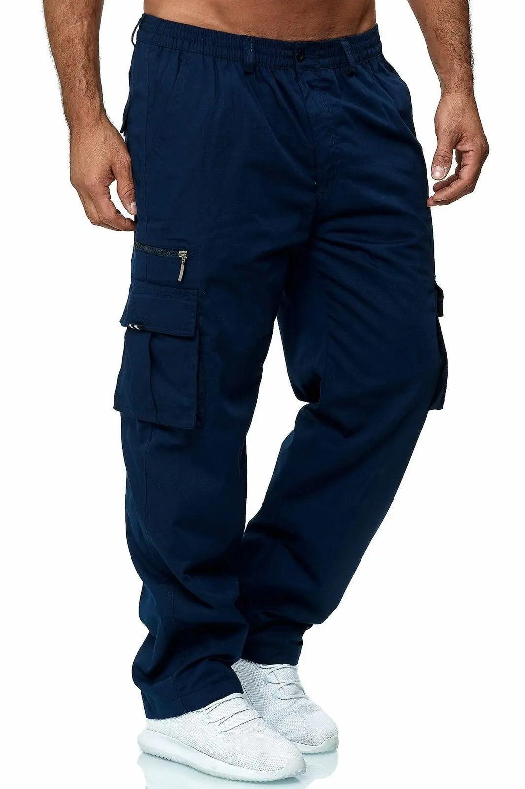 Casual Cargo Pants for Men Multi-pocket Loose Straight.