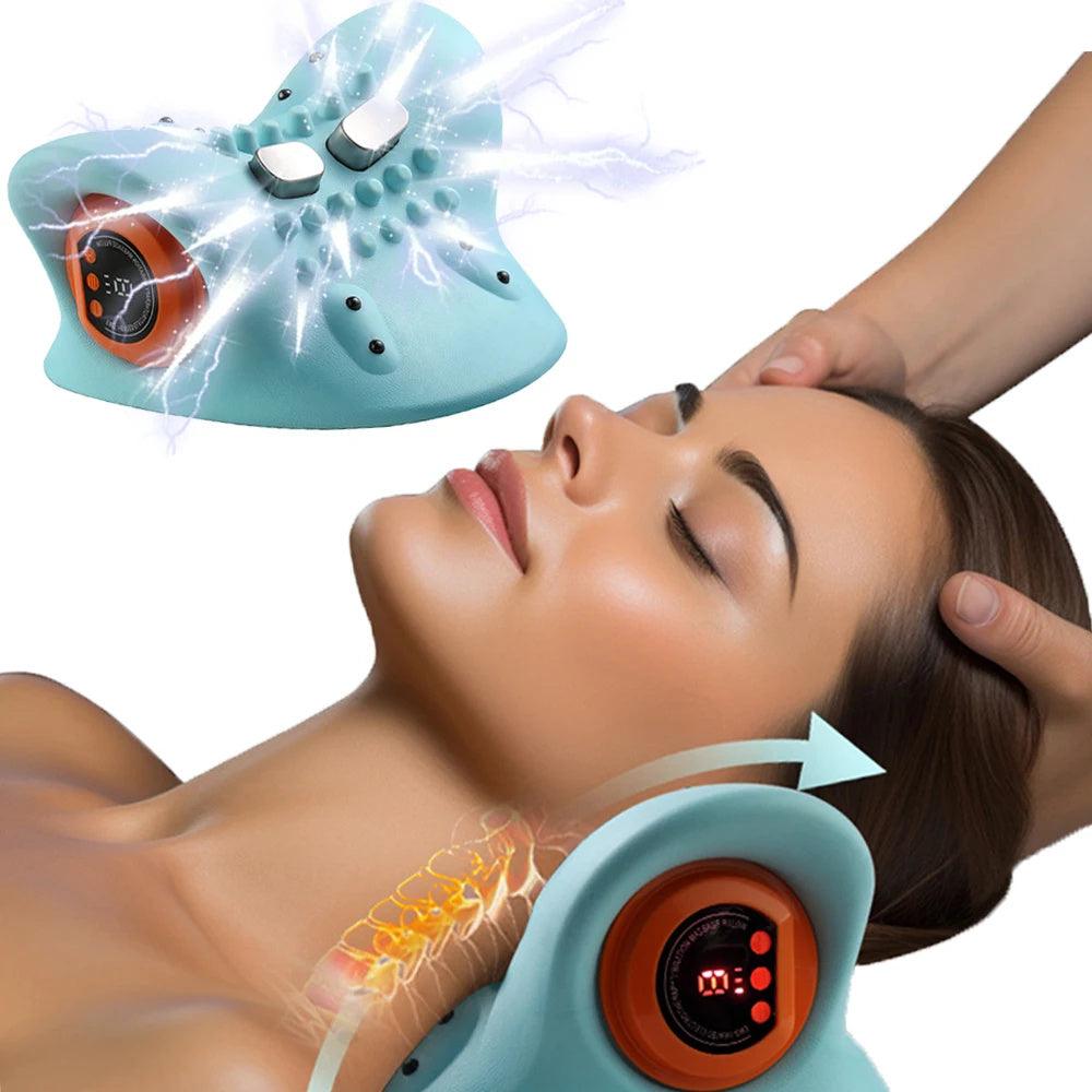 Cervical Spine Relief Traction Portable Neck Head Acupuncture Point Massage Pillow.